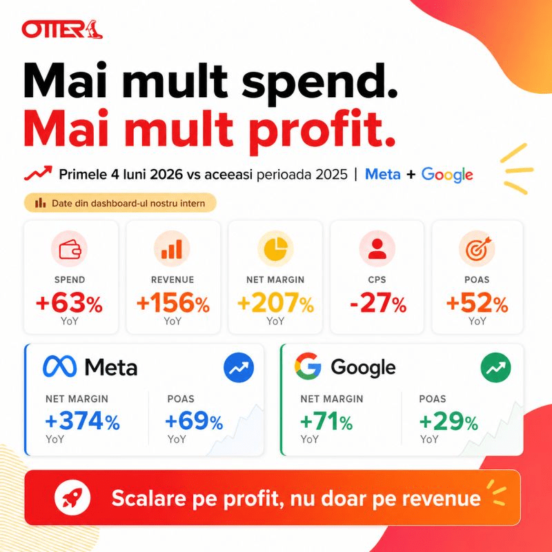 Otter.ro POAS results dashboard — Google and Meta Ads performance after BigConvert