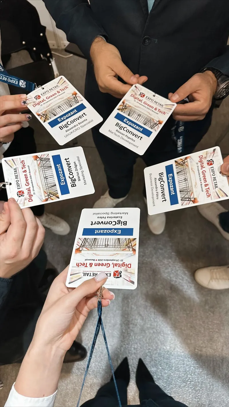 Ecusoanele de expozant ale echipei BigConvert la Expo Retail 2026
